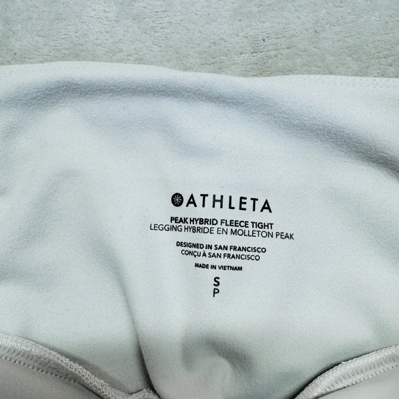 Athleta Pants Womens Small Abalone Cream Peak Hybrid Fleece Tight Zip Pocket NWT - Picture 3 of 13